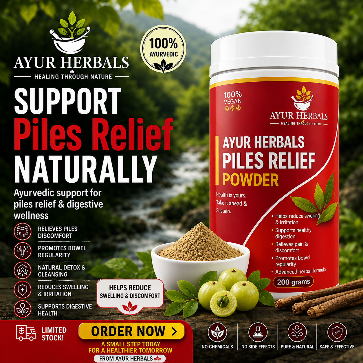 AYUR HERBALS PILES RELIEF POWDER- 15DAYS CHALLENGE