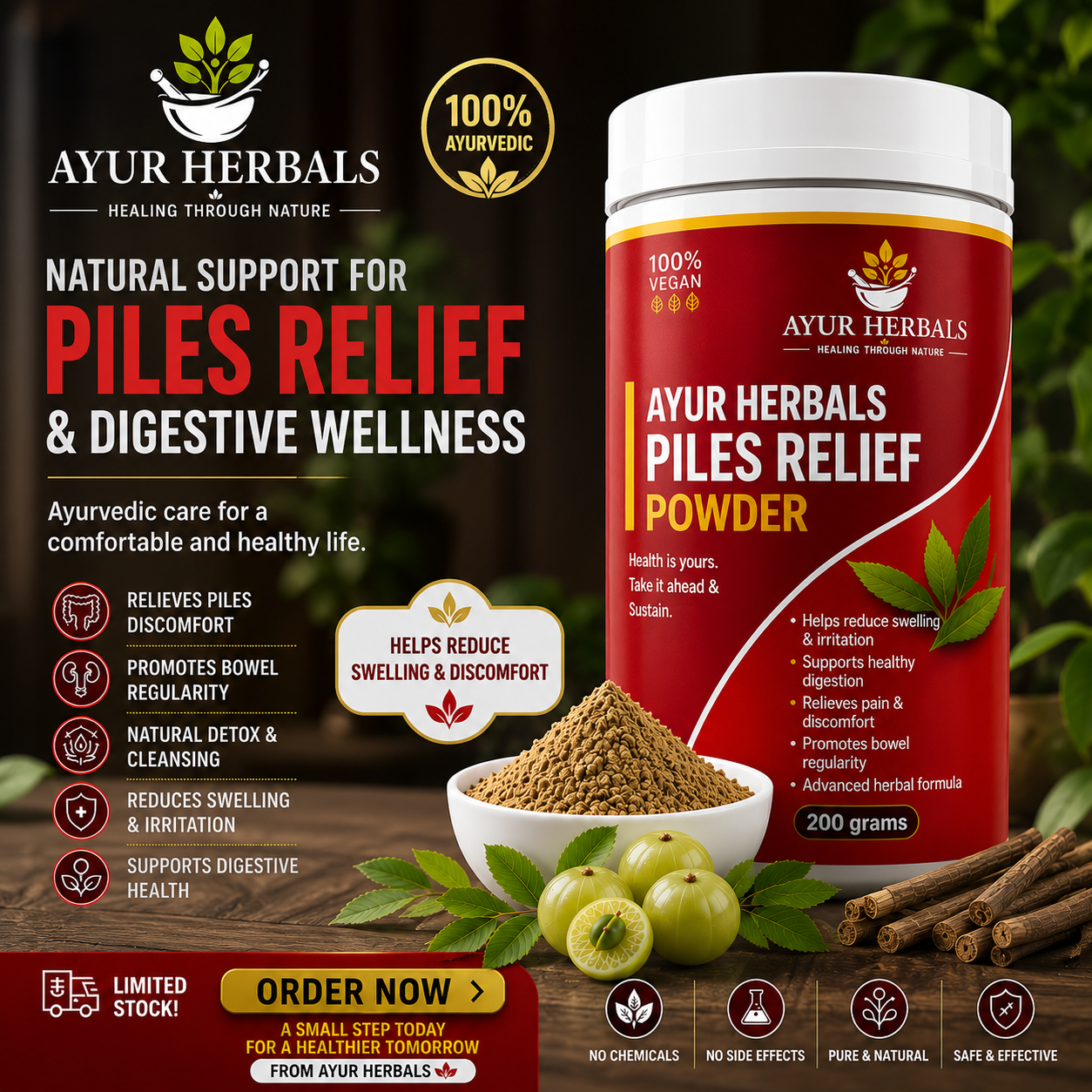 AYUR HERBALS PILES RELIEF POWDER- 15DAYS CHALLENGE