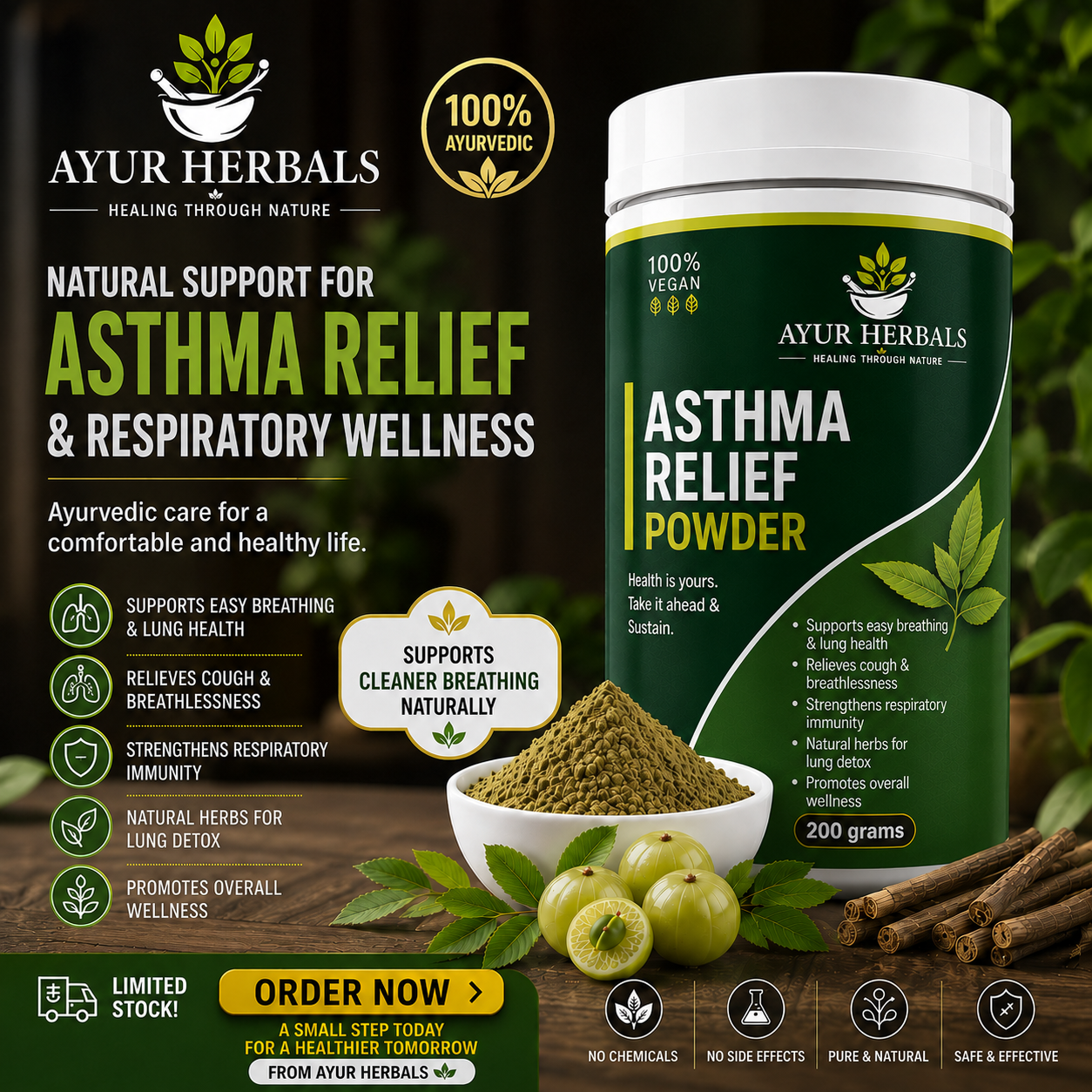 Asthma Relief Pro Powder – Ayurvedic Herbal Wellness Formula